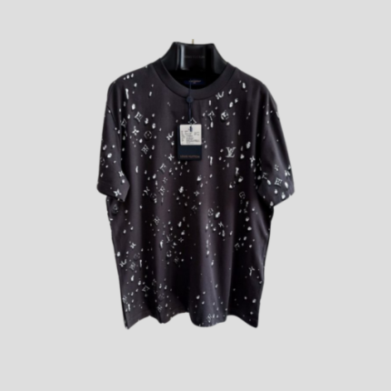 LV Black T-Shirt With An All-Over Logo Print