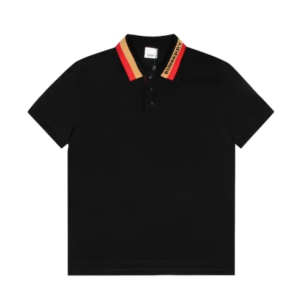 Burberry Logo Detail Cotton Piqué Polo T-Shirt Black