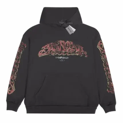 Balenciaga Fuzzy Logo Hoodie Dark Grey
