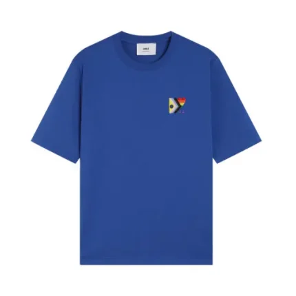 Ami Paris Pride Organic Cotton T-Shirt Blue