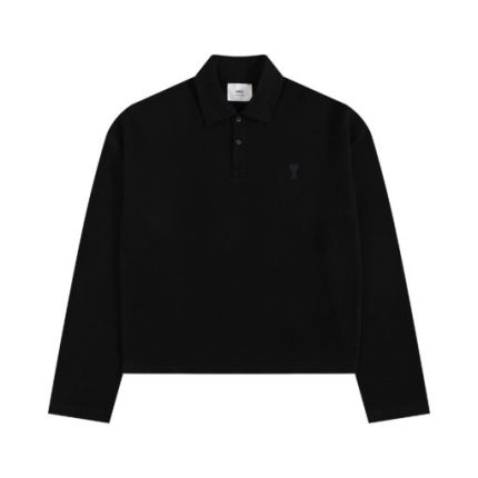Ami Long Sleeve Polo Shirt Black