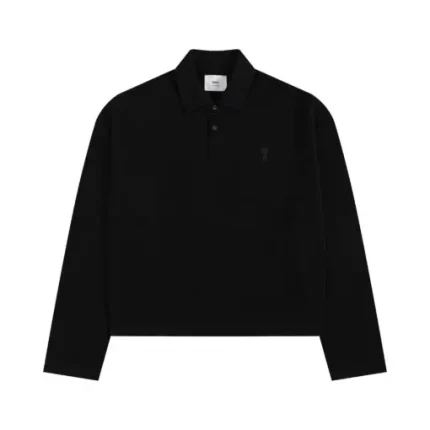 Ami Long Sleeve Polo Shirt Black