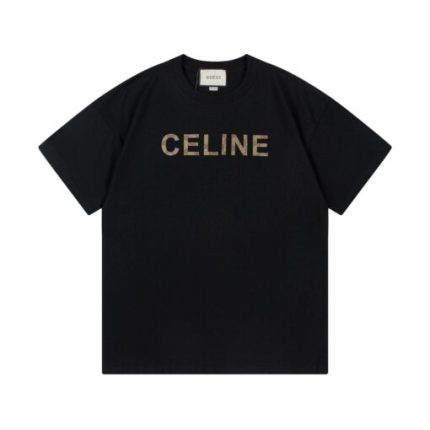 Celine Loose T-Shirt Cotton Jersey With A Screen Print Logo Black