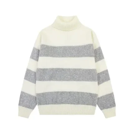 Women Ami Paris Sweater Striped White & Grey