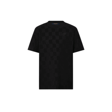 LV Damier French Terry Cotton T-Shirt Meteorite Grey