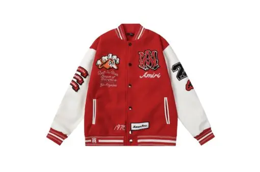 Amiri Vintage Patch Varsity Bomber Jacket Red/White