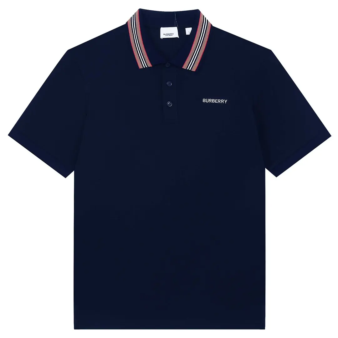 Burberry Johnston Icon Stripe Short Sleeve Polo T-shirt Black