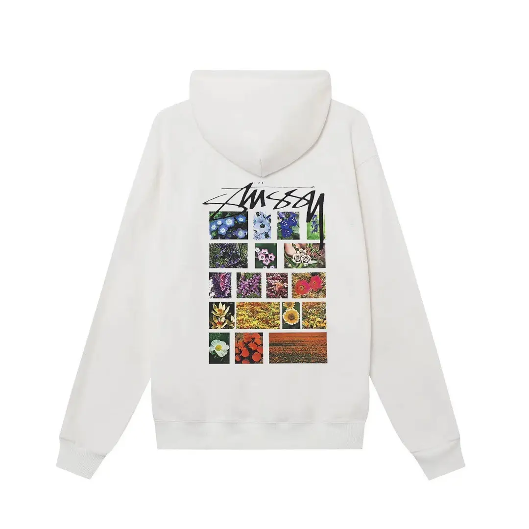 Stussy Camelias Hoodie White Cotton - Imagen 2