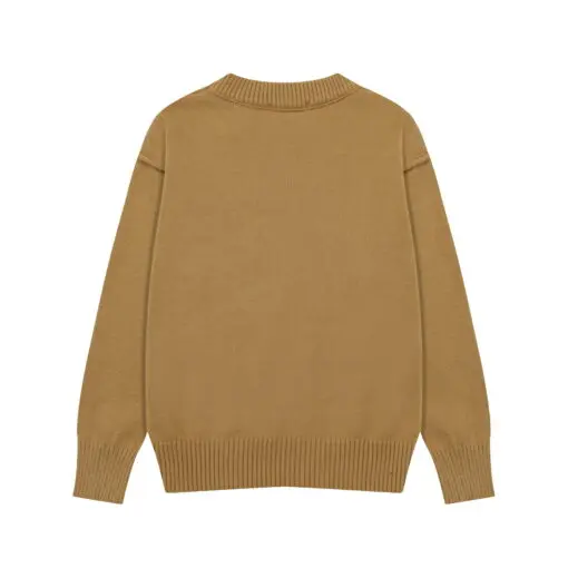 Ami Paris Jacquard ADC Merino Crew Neck Pullover Sweater Khaki - Imagen 2