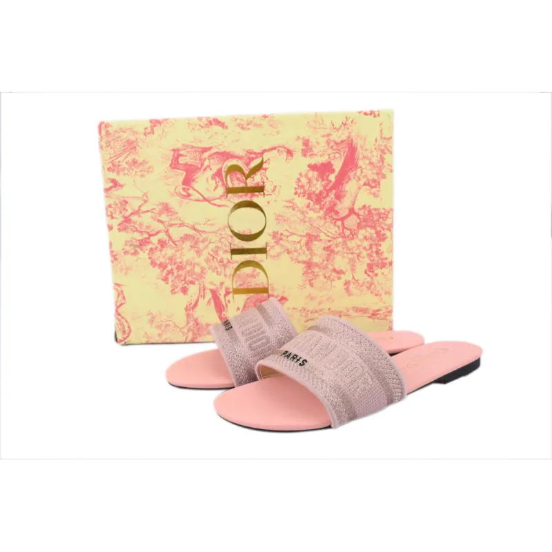 Dior Dway Slide Cotton Embroidered Sandals Rose Des Vents - Imagen 2