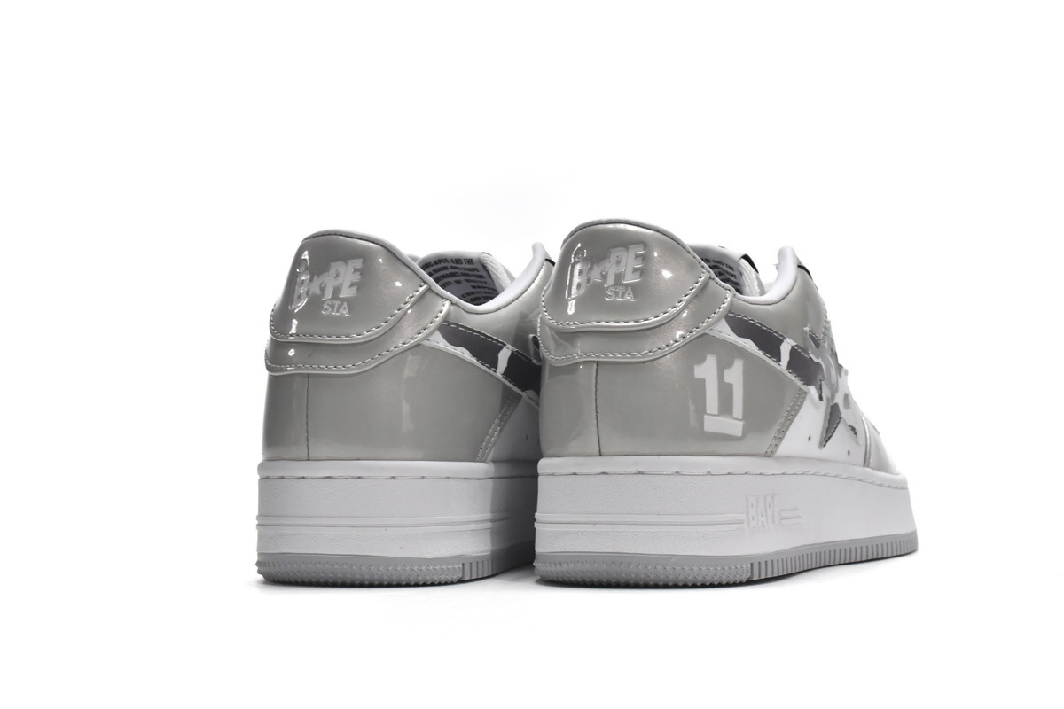Bape STA Low White Grey Mirror Surface - Imagen 2