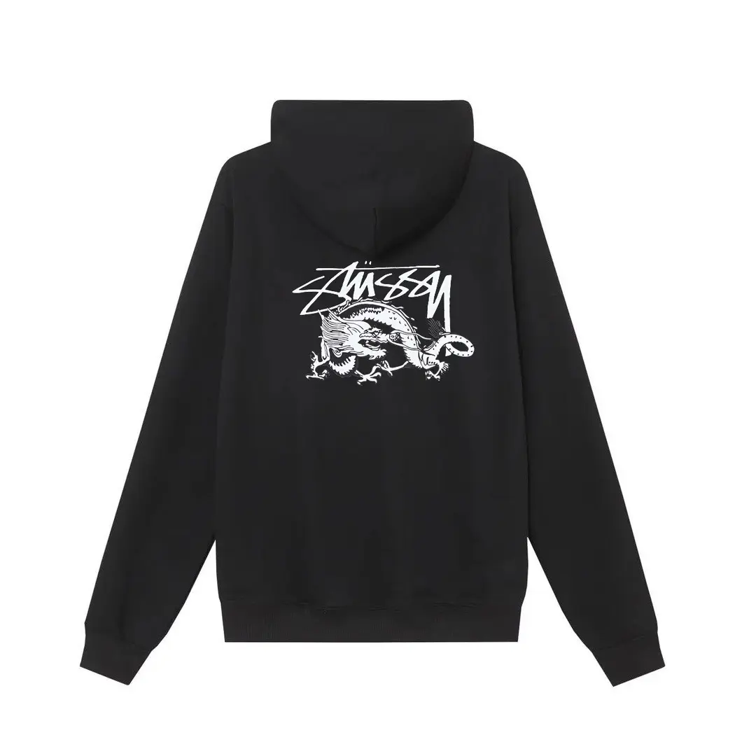 Stussy Relax Hoodie Black Printed Graphic On The Chest - Imagen 2