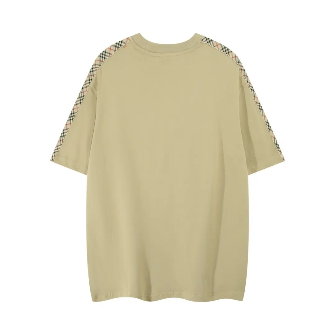 Burberry Check Trim Cotton T Shirt Archive Beige - Imagen 2