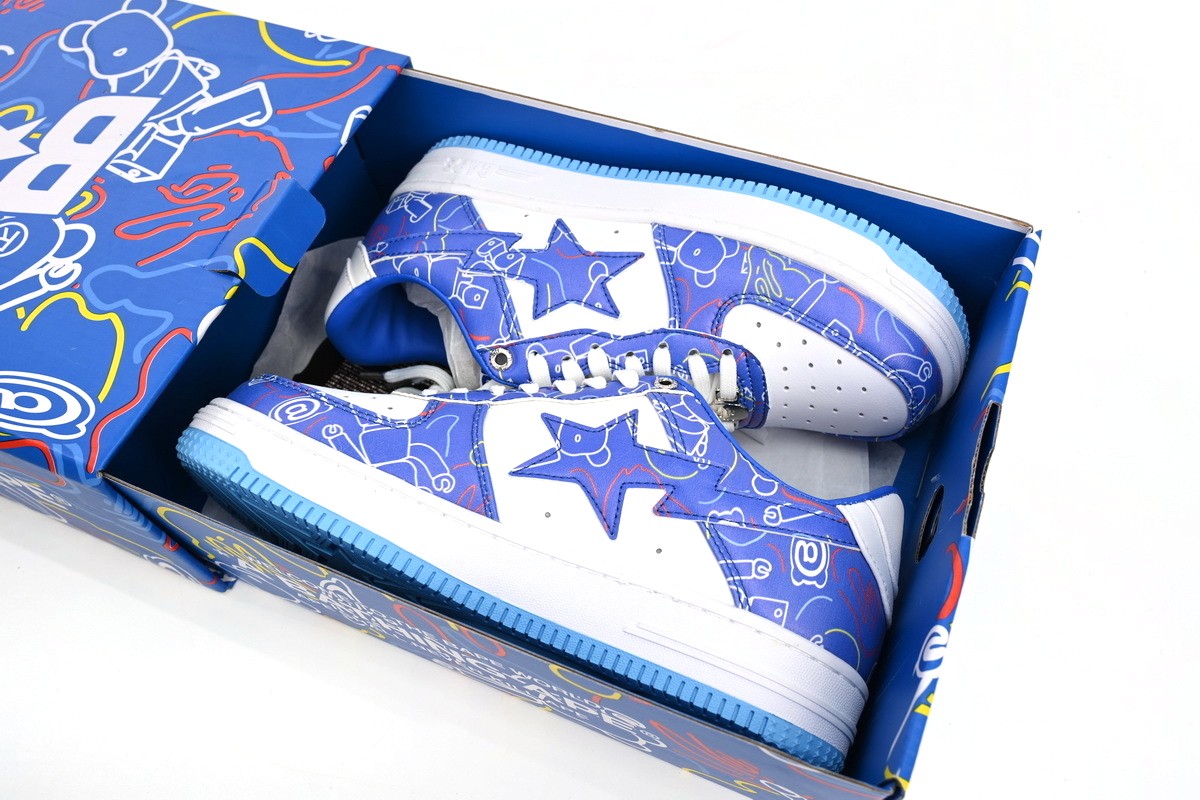 Bape STA Low Black Blue Color Spray Painting - Imagen 2