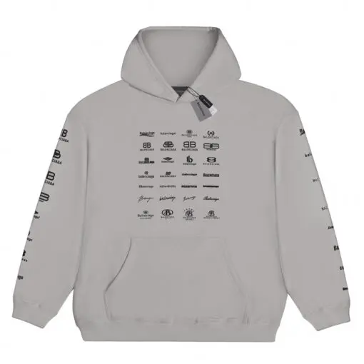 Balenciaga All Gen Logo Hoodie Cream