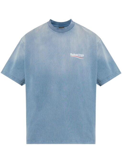 Balenciaga Logo-Print T-Shirt Blue