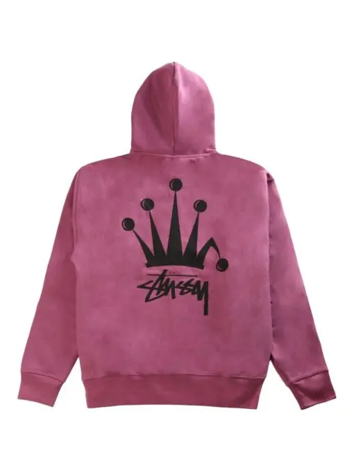 Stüssy Raspberry Pink Logo & Print Cotton Hoodie - Imagen 2
