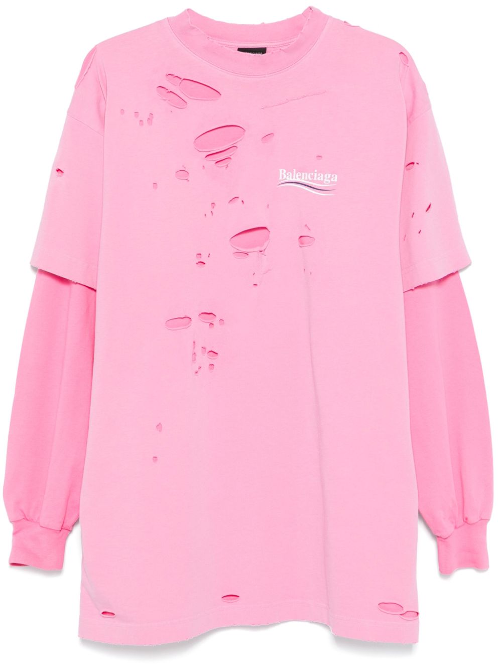 Balenciaga Destroyed Layered T-shirt Blush Pink