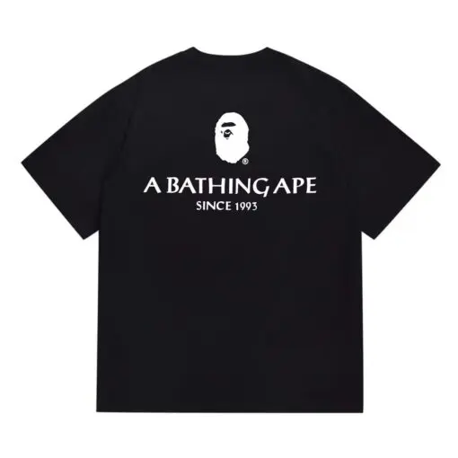 BAPE A Bathing Ape T Shirt Black With White Logo - Imagen 2