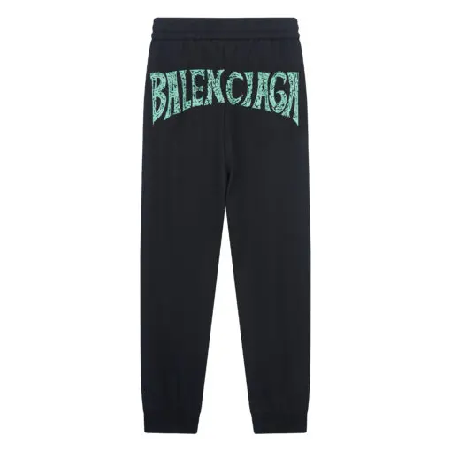 Balenciaga Trouser Sky Blue Text Print Pant Black - Imagen 2