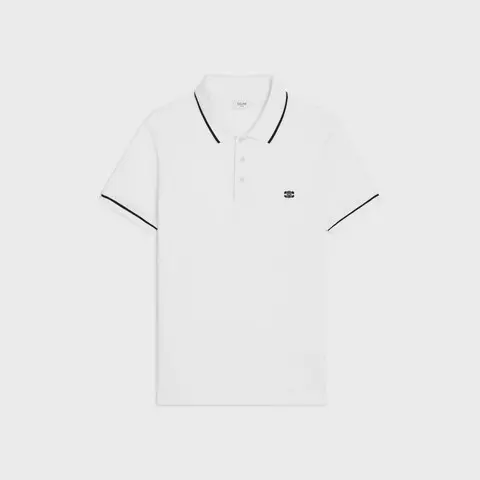 celine classic polo shirt in cotton piqué white