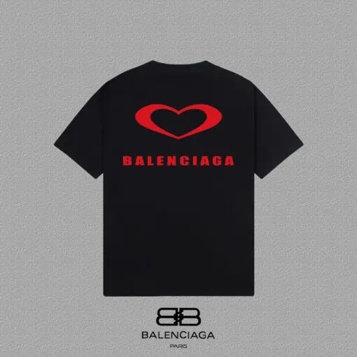 Balenciaga Black And Red Heart Short Sleeve T Shirt - Imagen 2