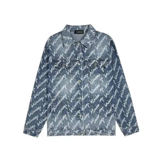 Balenciaga Lightning Bolt Denim Jacket Washes Blue