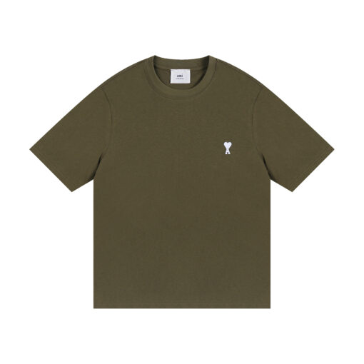 AMI Paris Cropped T-Shirt Olive Green