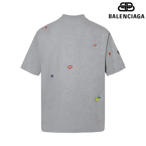Balenciaga Short Sleeve T Shirt Gray With Design - Imagen 2