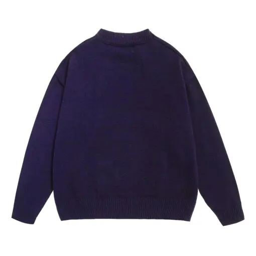 Ami Paris De Coeur Wool Crewneck Sweater Royal Blue With Red Intarsia Heart Logo - Imagen 2
