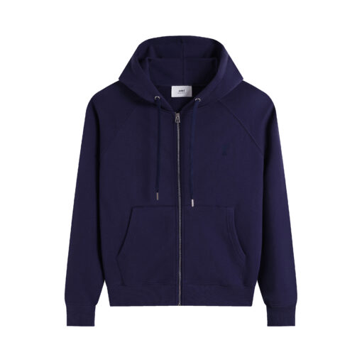 Ami Paris Ami De Coeur Zip-Up Hoodie Purple