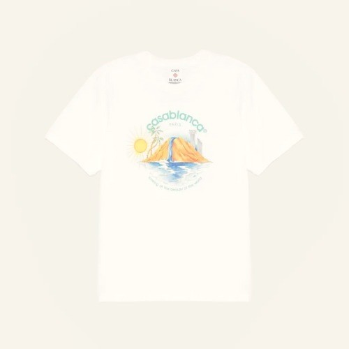 Casablanca Oasis Printed T-Shirt White Organic Cotton