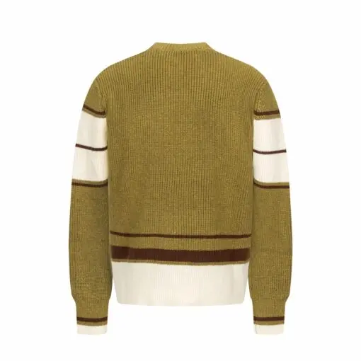 Ami Paris Brown Wool College Cardigan Light Deep Olive Green - Imagen 2