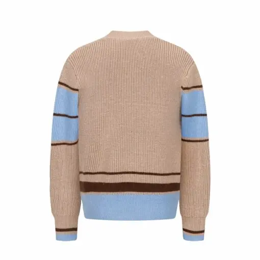 Ami Paris Brown Wool College Cardigan Camel With Sky Blue - Imagen 2