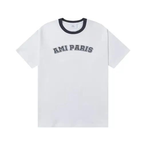 AMI Paris Logo Print Organic Cotton T-Shirt White