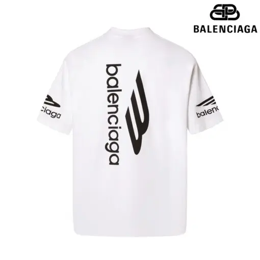 Balenciaga Short Sleeve T Shirt White With Logo Black - Imagen 2