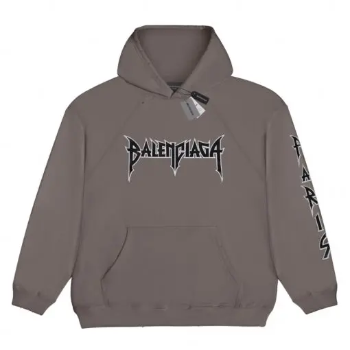 Balenciaga Black Logo Hoodie Brown