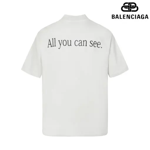 Balenciaga T Shirt White Sunglasses Design Monogram - Imagen 2