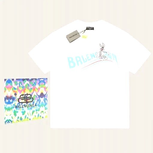 Balenciaga Wave Logo Micky T-Shirt White