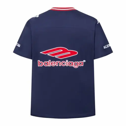 Balenciaga 3B Football Short Sleeve V Neck T Shirt Blue Jersey - Imagen 2