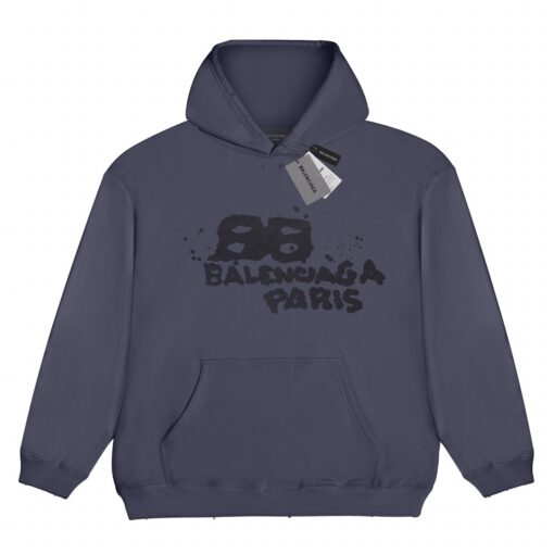 Balenciaga BB Logo Hoodie Charcoal