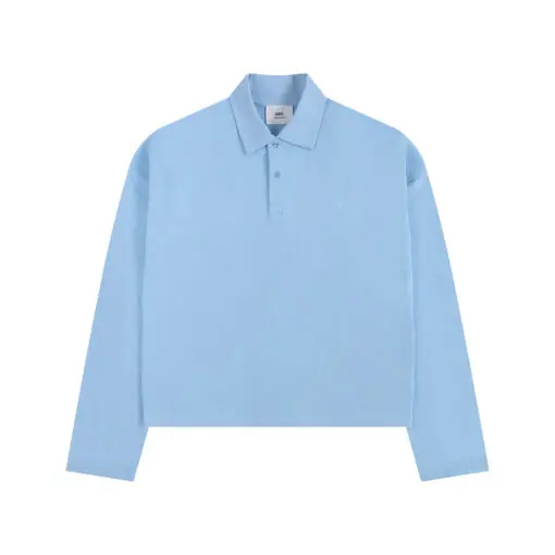 Ami Long Sleeve Polo Shirt Sky Blue