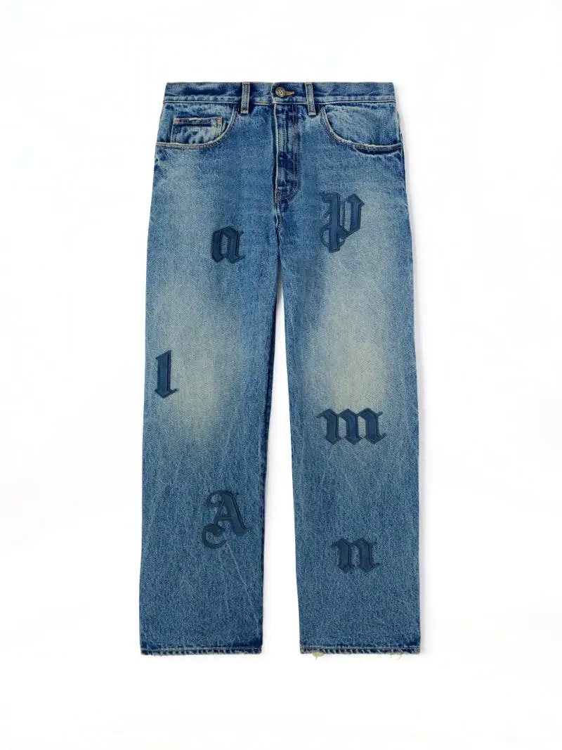 Palm Angels Logo Patch denim pants LIGHT BLUE