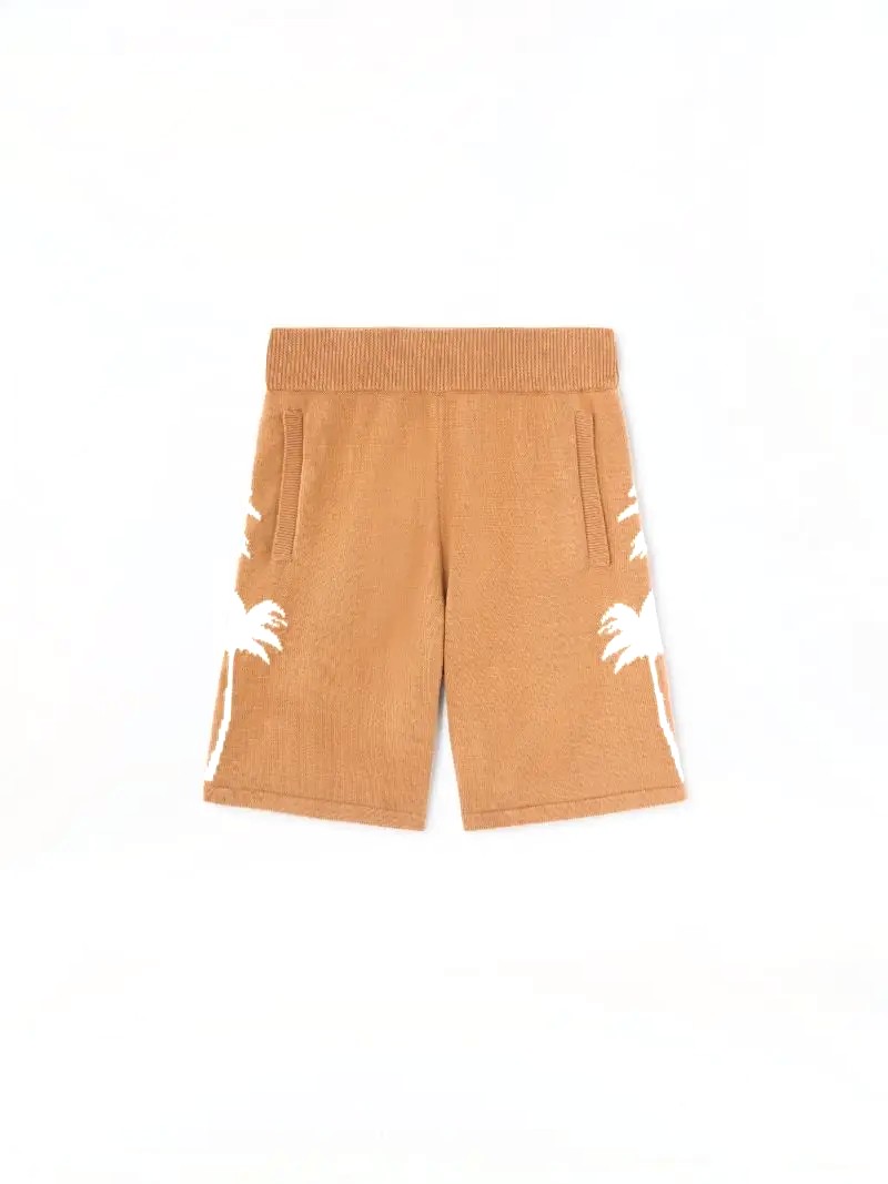 Palm Angels Palm Inlay knit shorts BEIGE