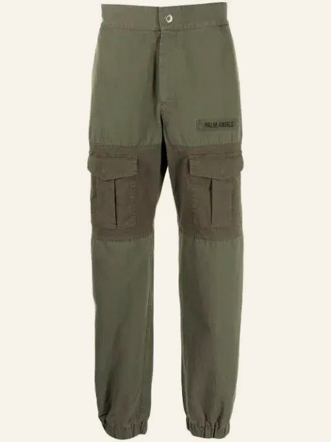 Palm Angels Cotton Cargo Trousers Green