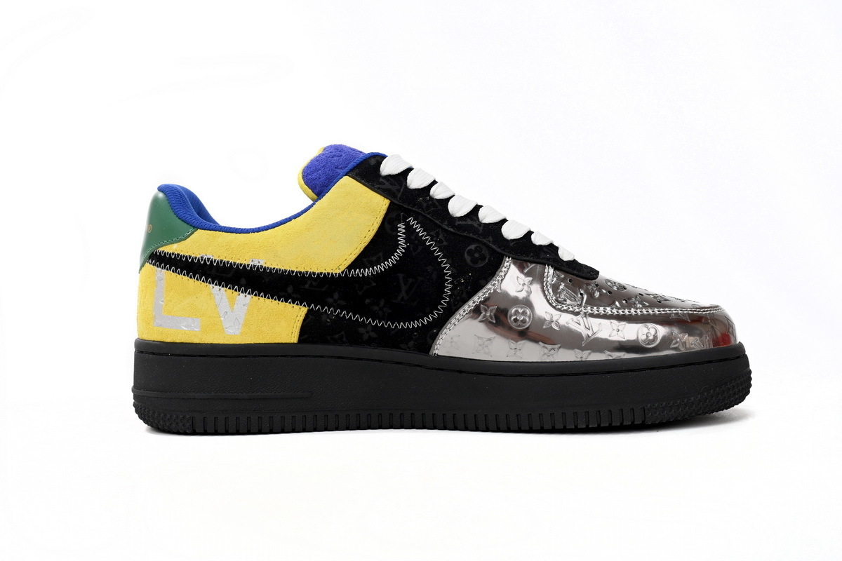 Louis Vuitton x Nike Air Force 1 Silver Yellow - Imagen 4