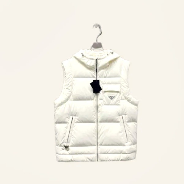 Prada Re-Nylon Puffer Vest White