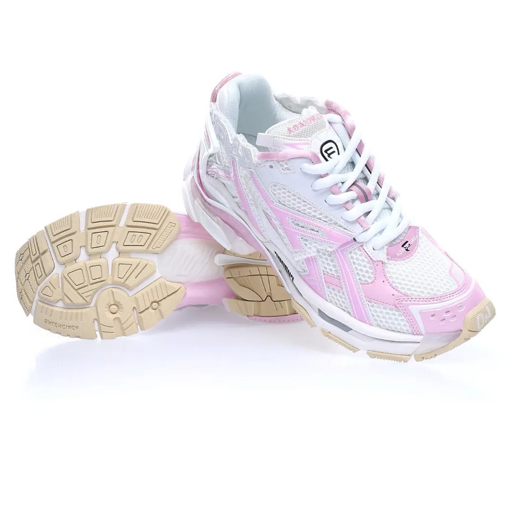 BALENCIAGA Runner Sneaker White Pink – Iconic 90s Retro Technical Mesh Luxury Runner - Imagen 3