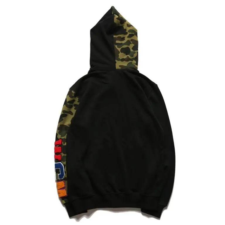 BAPE Shark Head Camouflage Full Zip Hoodie Black - Imagen 2