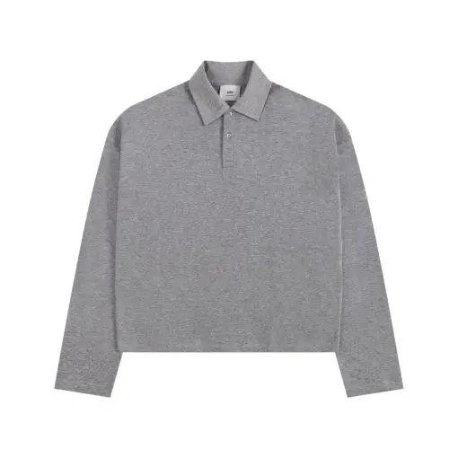 Ami Long Sleeve Polo Shirt Gray
